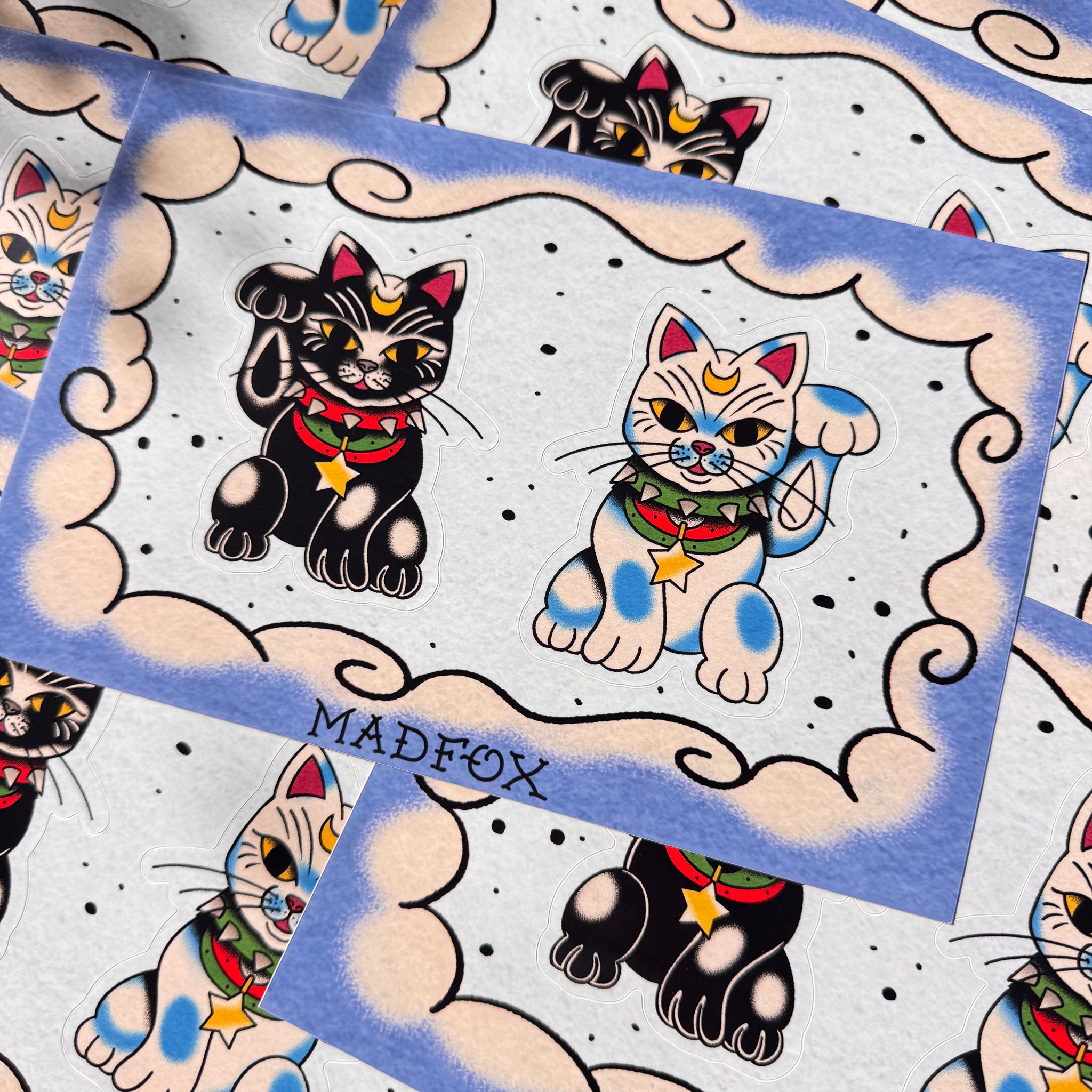Maneki Neko Sticker Sheet – MadFox Clothing